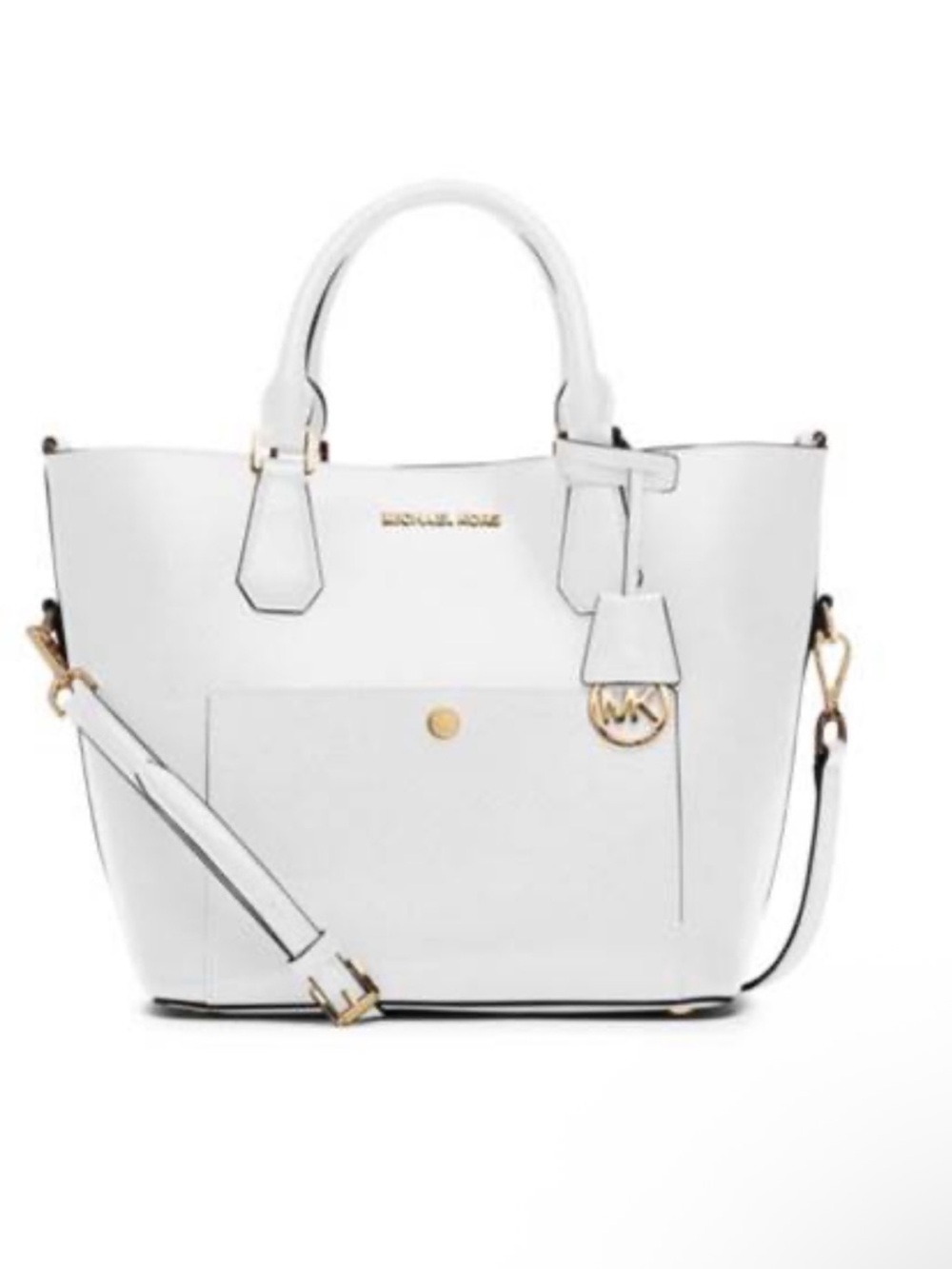 Michael Kors Saffiano leather Greenwich White leather bucket tote bag shoulder
